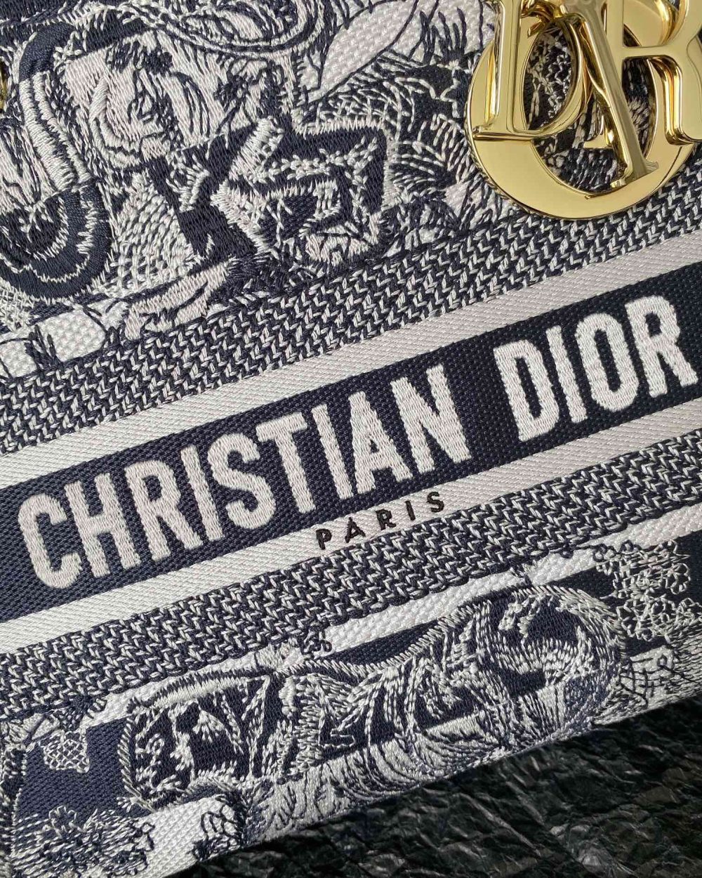 1:1 Replica Medium Lady D-Lite Bag Black For Women 9.5in/ 24cm