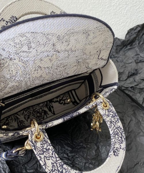 1:1 Replica Medium Lady D-Lite Bag White For Women 9.5in/ 24cm