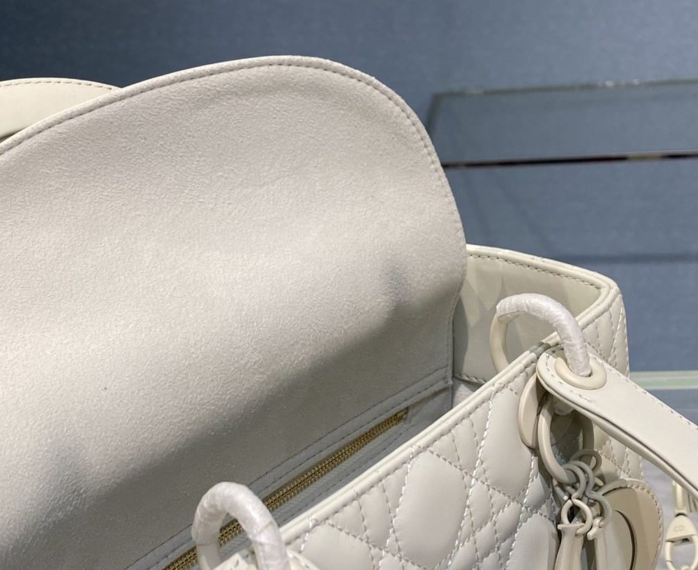 1:1 Replica Medium Lady Dior Bag Dark Blue/White/Black/Beige For Women 9.5in/24cm