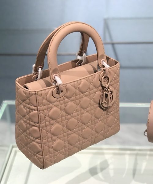 1:1 Replica Medium Lady Dior Bag Dark Blue/White/Black/Beige For Women 9.5in/24cm
