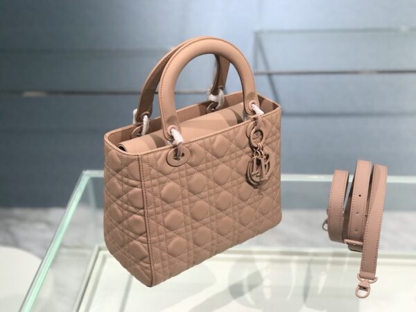 1:1 Replica Medium Lady Dior Bag Dark Blue/White/Black/Beige For Women 9.5in/24cm