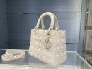1:1 Replica Medium Lady Dior Bag Dark Blue/White/Black/Beige For Women 9.5in/24cm