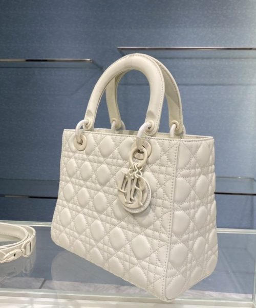 1:1 Replica Medium Lady Dior Bag Dark Blue/White/Black/Beige For Women 9.5in/24cm