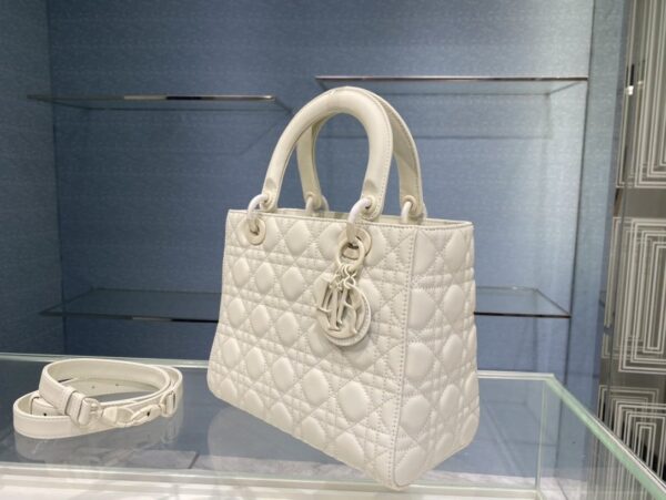 1:1 Replica Medium Lady Dior Bag Dark Blue/White/Black/Beige For Women 9.5in/24cm