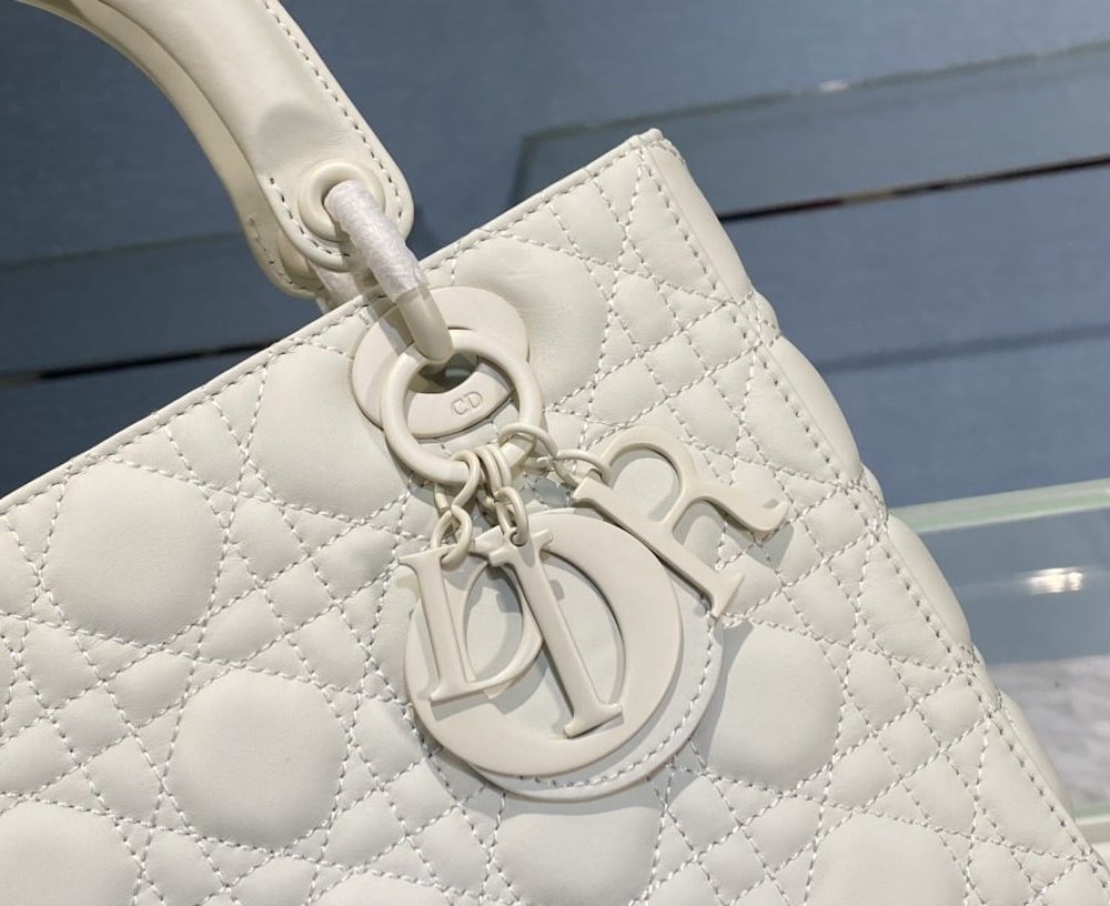 1:1 Replica Medium Lady Dior Bag Dark Blue/White/Black/Beige For Women 9.5in/24cm