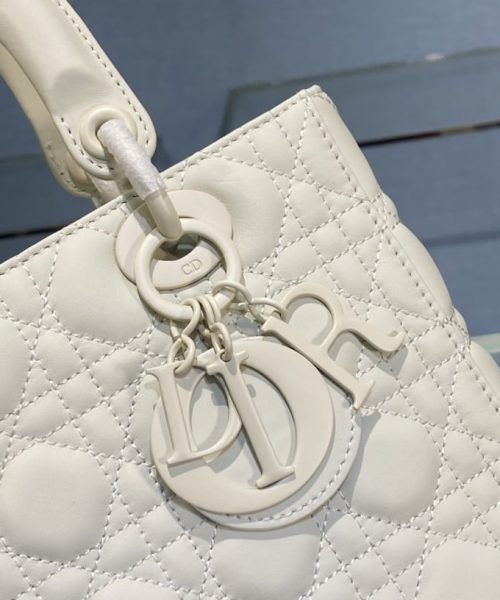 1:1 Replica Medium Lady Dior Bag Dark Blue/White/Black/Beige For Women 9.5in/24cm