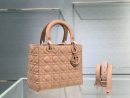 1:1 Replica Medium Lady Dior Bag Dark Blue/White/Black/Beige For Women 9.5in/24cm