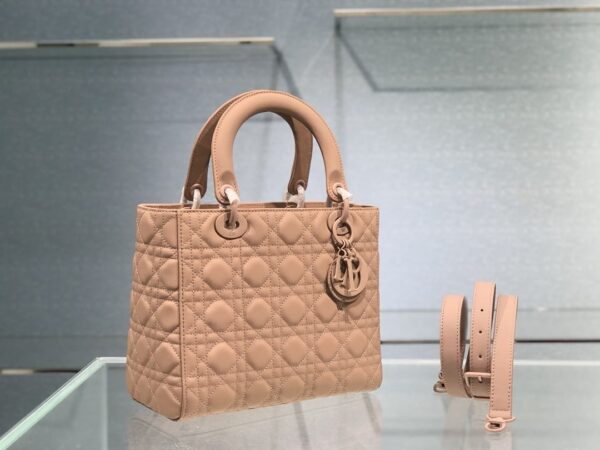 1:1 Replica Medium Lady Dior Bag Dark Blue/White/Black/Beige For Women 9.5in/24cm