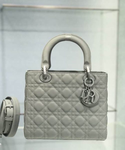 1:1 Replica Medium Lady Dior Bag Dark Blue/White/Black/Beige For Women 9.5in/24cm
