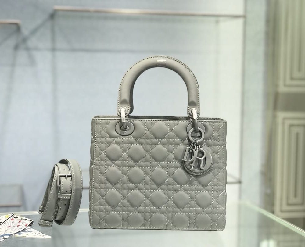 1:1 Replica Medium Lady Dior Bag Dark Blue/White/Black/Beige For Women 9.5in/24cm