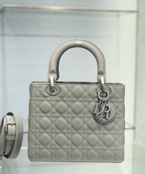 1:1 Replica Medium Lady Dior Bag Dark Blue/White/Black/Beige For Women 9.5in/24cm