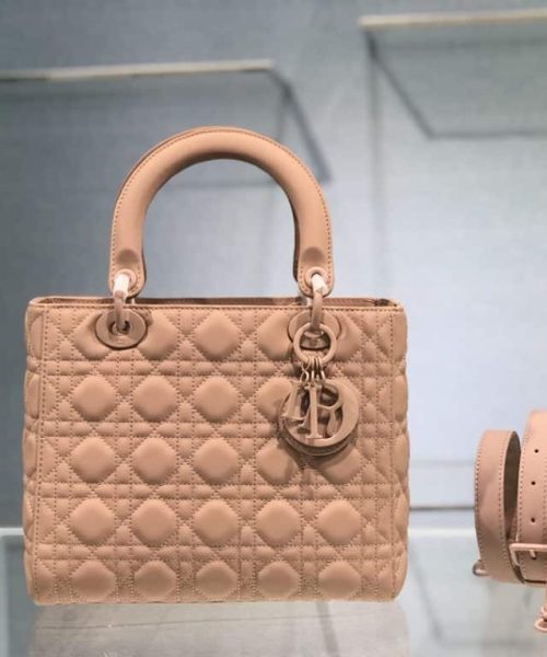 1:1 Replica Medium Lady Dior Bag Dark Blue/White/Black/Beige For Women 9.5in/24cm