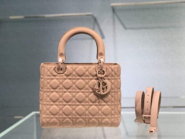 1:1 Replica Medium Lady Dior Bag Dark Blue/White/Black/Beige For Women 9.5in/24cm