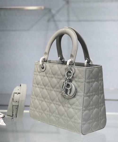 1:1 Replica Medium Lady Dior Bag Dark Blue/White/Black/Beige For Women 9.5in/24cm