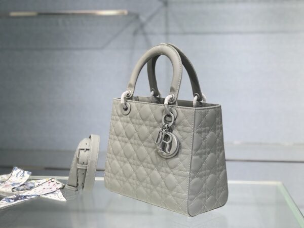 1:1 Replica Medium Lady Dior Bag Dark Blue/White/Black/Beige For Women 9.5in/24cm