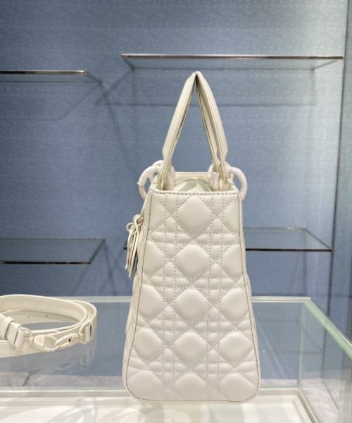 1:1 Replica Medium Lady Dior Bag Dark Blue/White/Black/Beige For Women 9.5in/24cm