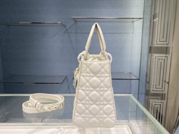 1:1 Replica Medium Lady Dior Bag Dark Blue/White/Black/Beige For Women 9.5in/24cm