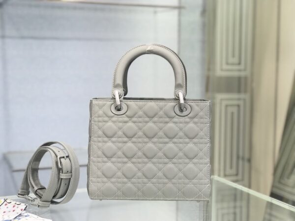 1:1 Replica Medium Lady Dior Bag Dark Blue/White/Black/Beige For Women 9.5in/24cm