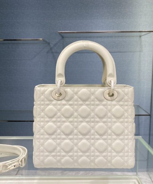 1:1 Replica Medium Lady Dior Bag Dark Blue/White/Black/Beige For Women 9.5in/24cm