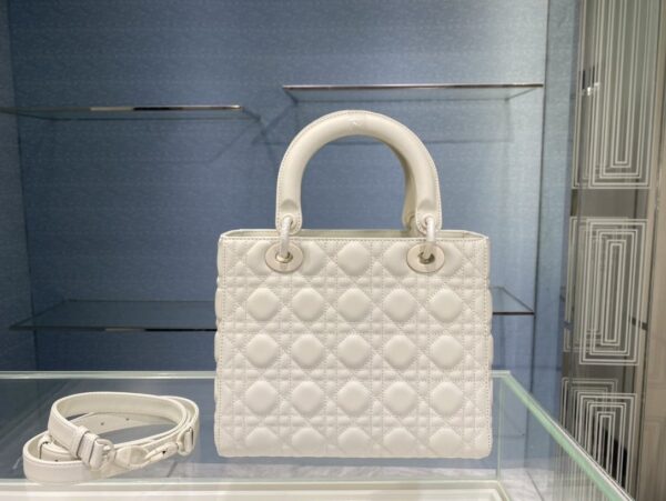 1:1 Replica Medium Lady Dior Bag Dark Blue/White/Black/Beige For Women 9.5in/24cm
