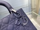1:1 Replica Medium Lady Dior Bag Dark Blue/White/Black/Beige For Women 9.5in/24cm