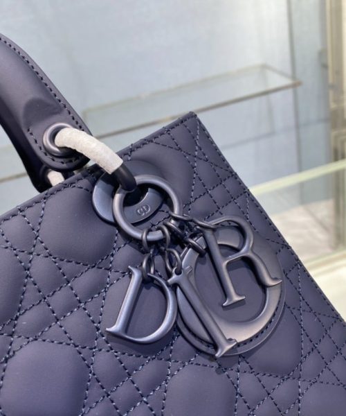 1:1 Replica Medium Lady Dior Bag Dark Blue/White/Black/Beige For Women 9.5in/24cm