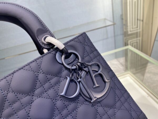 1:1 Replica Medium Lady Dior Bag Dark Blue/White/Black/Beige For Women 9.5in/24cm