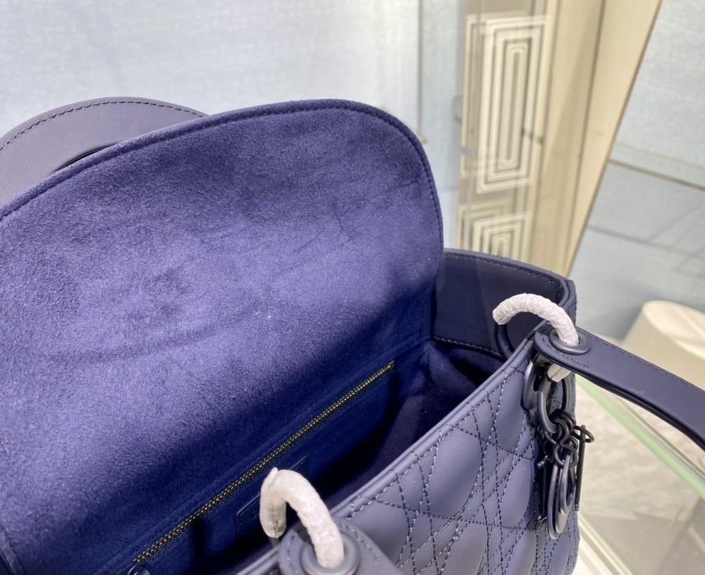 1:1 Replica Medium Lady Dior Bag Dark Blue/White/Black/Beige For Women 9.5in/24cm