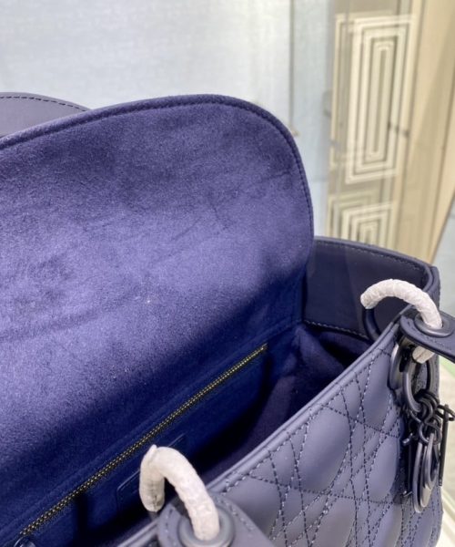 1:1 Replica Medium Lady Dior Bag Dark Blue/White/Black/Beige For Women 9.5in/24cm