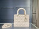 1:1 Replica Medium Lady Dior Bag Dark Blue/White/Black/Beige For Women 9.5in/24cm