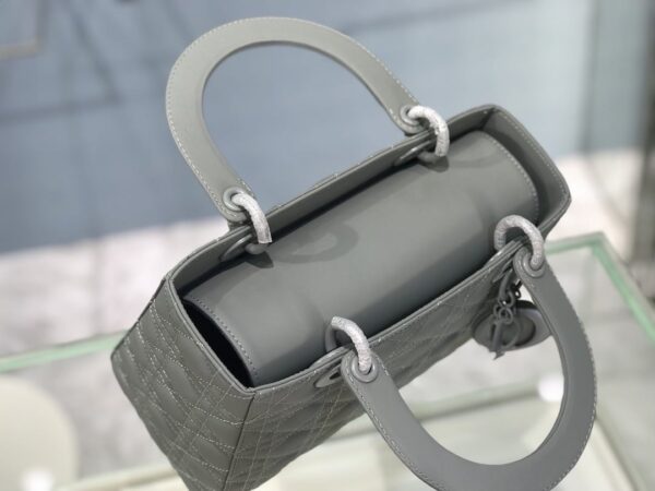 1:1 Replica Medium Lady Dior Bag Dark Blue/White/Black/Beige For Women 9.5in/24cm