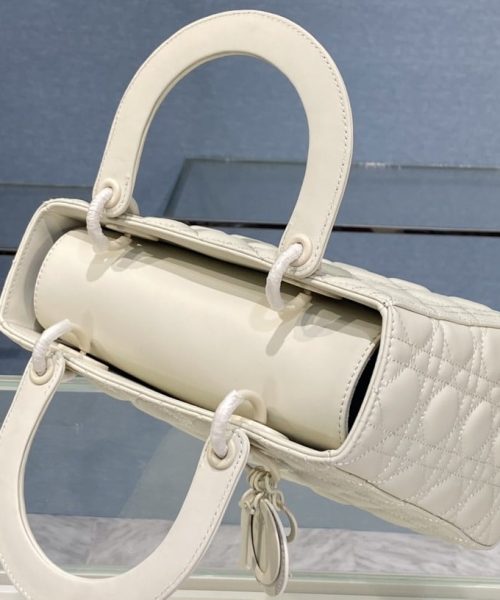 1:1 Replica Medium Lady Dior Bag Dark Blue/White/Black/Beige For Women 9.5in/24cm
