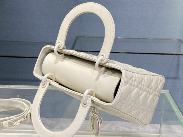 1:1 Replica Medium Lady Dior Bag Dark Blue/White/Black/Beige For Women 9.5in/24cm