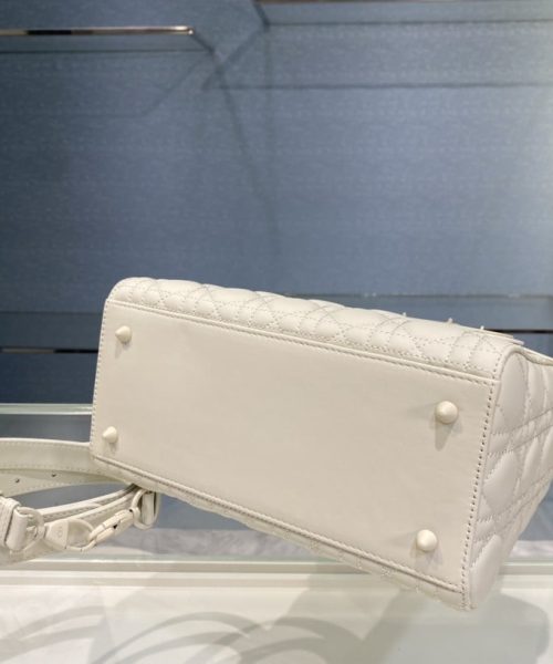 1:1 Replica Medium Lady Dior Bag Dark Blue/White/Black/Beige For Women 9.5in/24cm