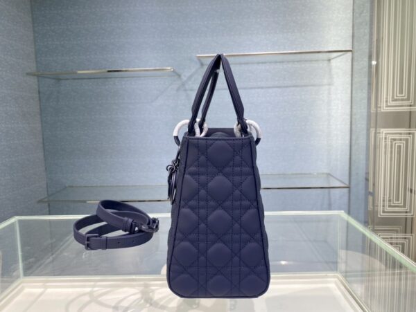 1:1 Replica Medium Lady Dior Bag Dark Blue/White/Black/Beige For Women 9.5in/24cm