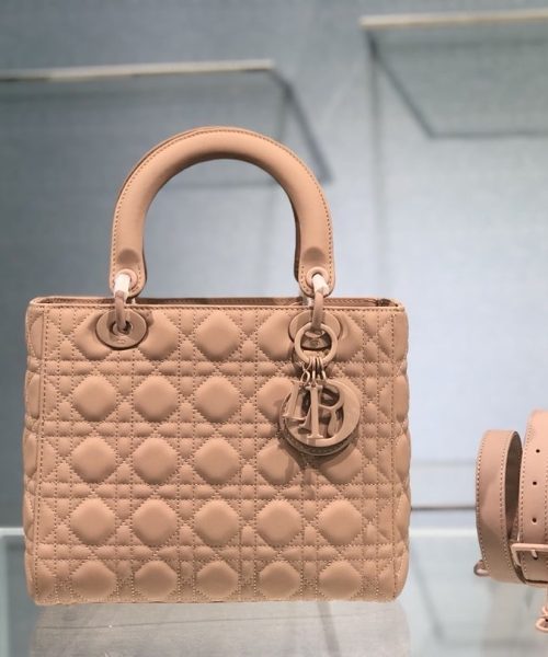 1:1 Replica Medium Lady Dior Bag Dark Blue/White/Black/Beige For Women 9.5in/24cm