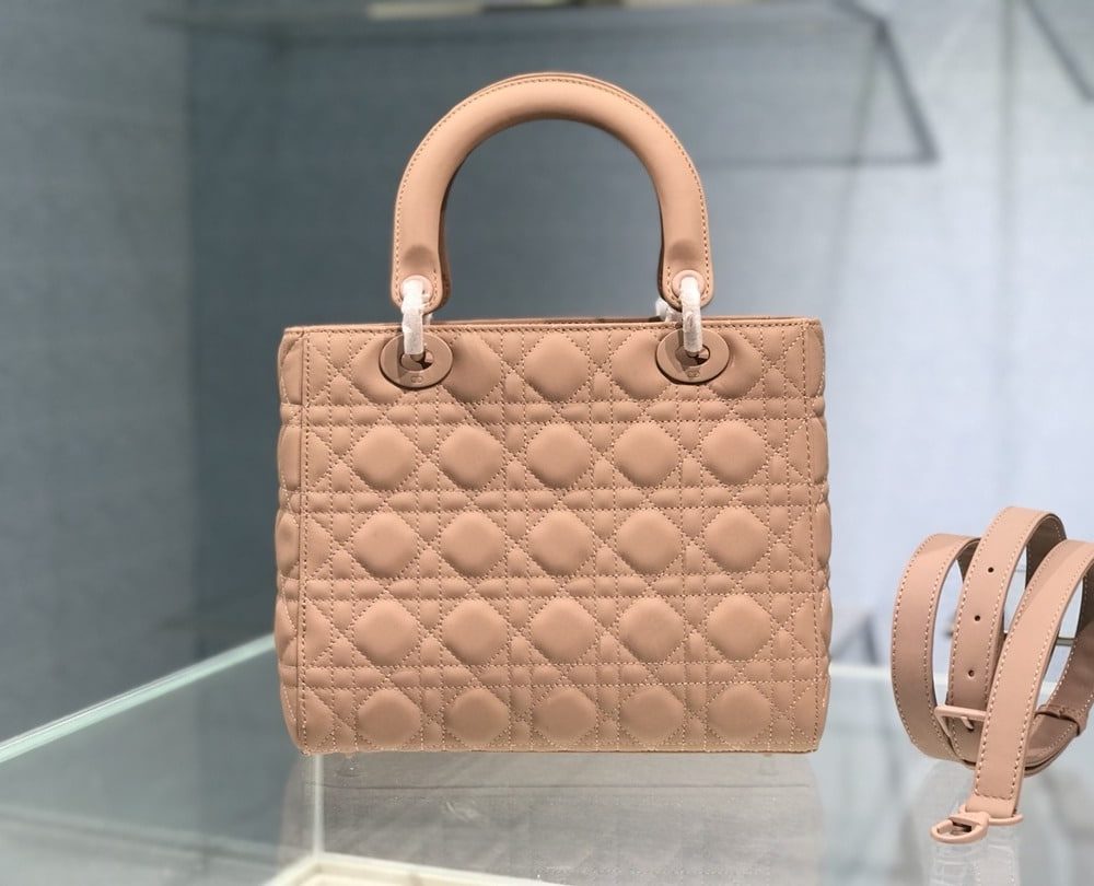 1:1 Replica Medium Lady Dior Bag Dark Blue/White/Black/Beige For Women 9.5in/24cm