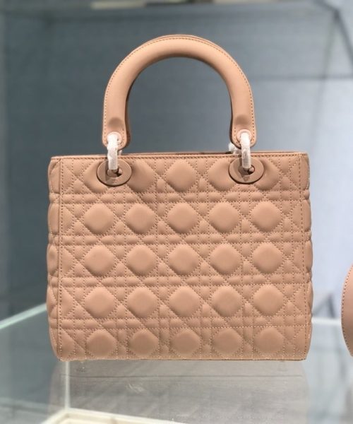 1:1 Replica Medium Lady Dior Bag Dark Blue/White/Black/Beige For Women 9.5in/24cm