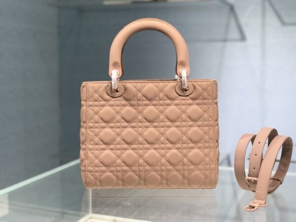 1:1 Replica Medium Lady Dior Bag Dark Blue/White/Black/Beige For Women 9.5in/24cm