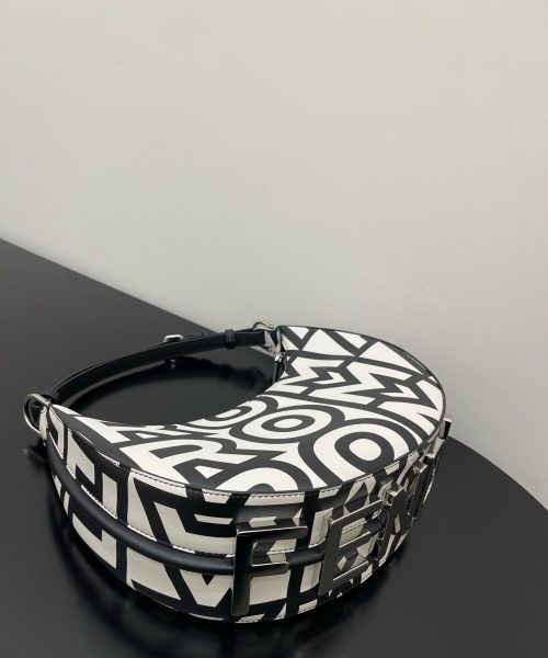 1:1 Replica Medium Nano Fendigraphy Hobo Bag Black And White For Women 11.5in/ 29cm