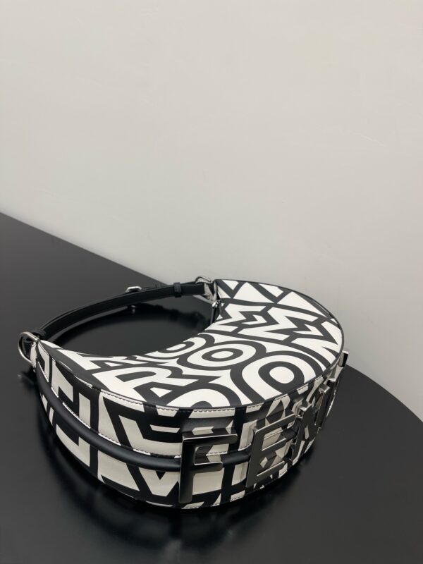 1:1 Replica Medium Nano Fendigraphy Hobo Bag Black And White For Women 11.5in/ 29cm