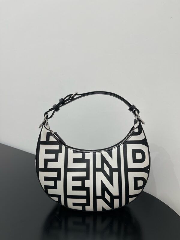 1:1 Replica Medium Nano Fendigraphy Hobo Bag Black And White For Women 11.5in/ 29cm