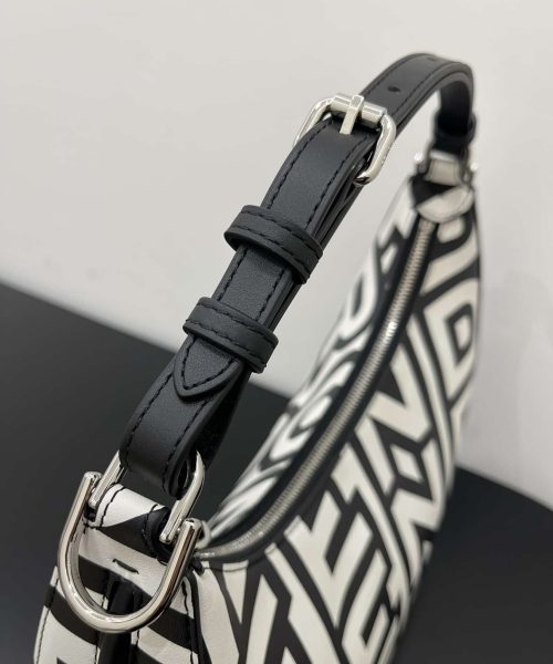 1:1 Replica Medium Nano Fendigraphy Hobo Bag Black And White For Women 11.5in/ 29cm