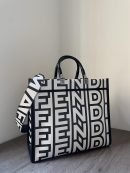 1:1 Replica Medium Sunshine Shopper Bag Black And White For Women 13.5in/ 35cm