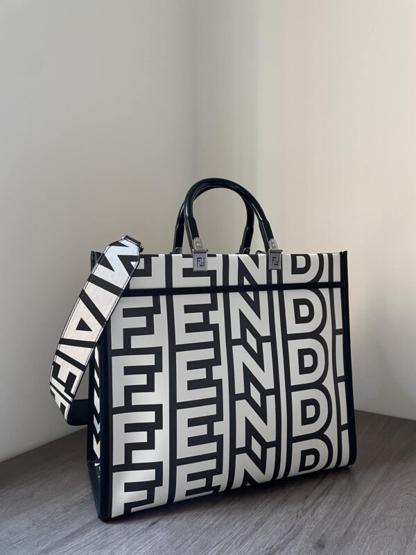 1:1 Replica Medium Sunshine Shopper Bag Black And White For Women 13.5in/ 35cm