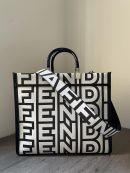 1:1 Replica Medium Sunshine Shopper Bag Black And White For Women 13.5in/ 35cm