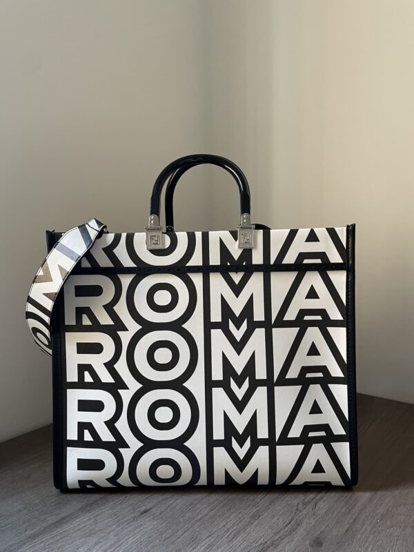 1:1 Replica Medium Sunshine Shopper Bag Black And White For Women 13.5in/ 35cm