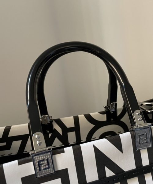 1:1 Replica Medium Sunshine Shopper Bag Black And White For Women 13.5in/ 35cm