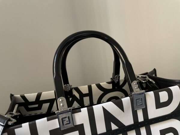 1:1 Replica Medium Sunshine Shopper Bag Black And White For Women 13.5in/ 35cm