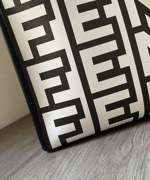 1:1 Replica Medium Sunshine Shopper Bag Black And White For Women 13.5in/ 35cm